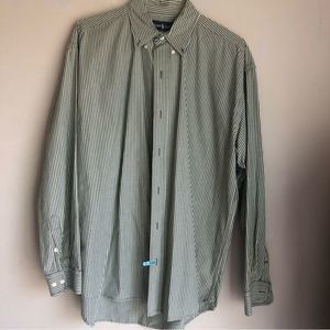 Ralph Lauren Men’s Button Down Shirt green Pinstripe Long Sleeve Size Xl